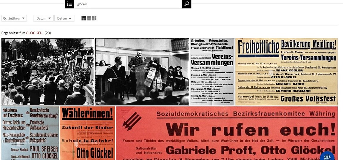Screenshot einer Website mit Bildern vieler alter Plakate.