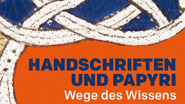 Sujet zur Ausstellung Handschriften und Papyri. Sich kreuzende Linien. Detail einer Handschrift.