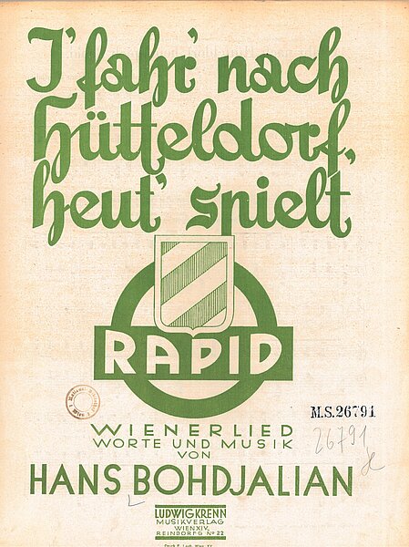 Altes Plakat mit Rapid-Logo und Text.