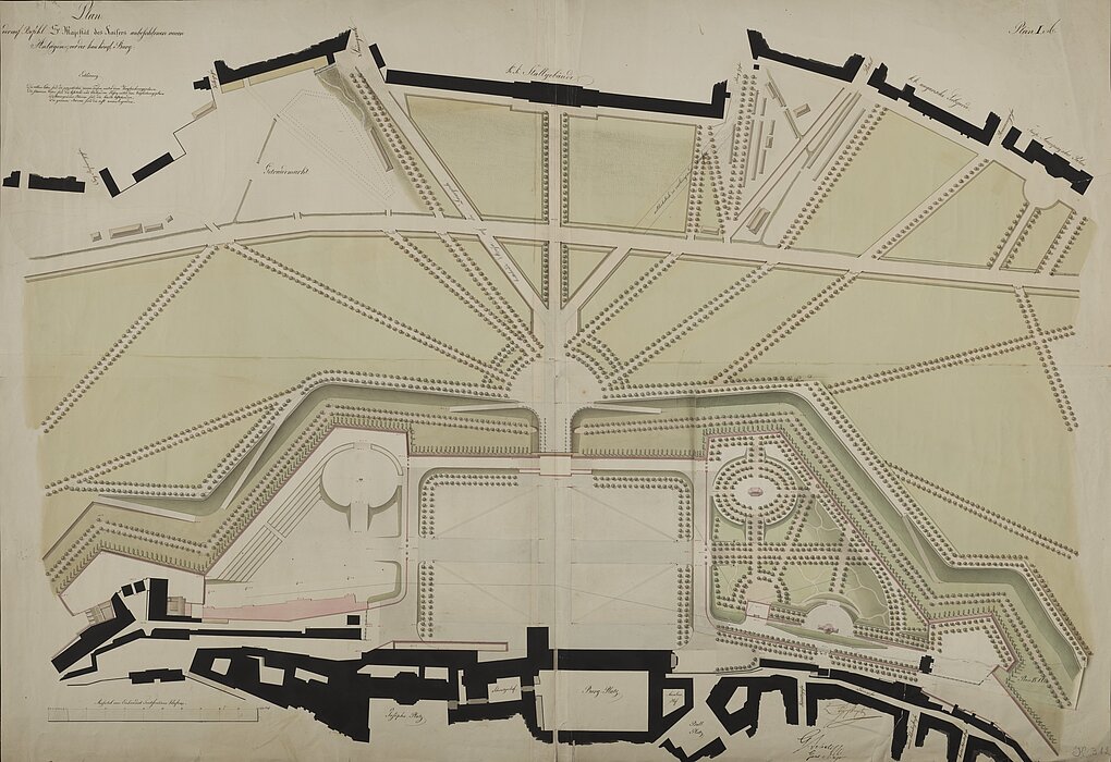 Übersichtsplan zur Neugestaltung eines Platzes aus dem Jahr 1817.