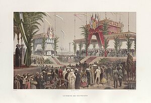 Édouard Riou, La Tribune des Souverains, in: Inauguration du Canal de Suez. Voyage des Souverains, BAG FID 290.504-F, Tf. 8