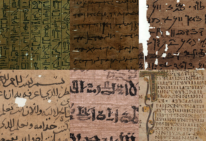 Unterschiedliche Sprachen auf Papyri, Pergament und Papier