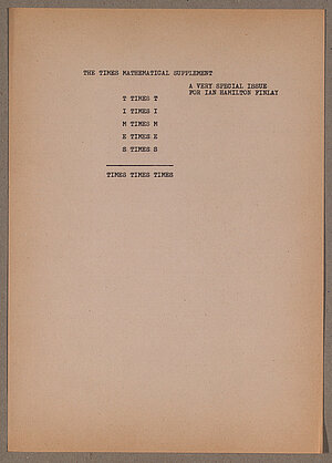 Ernst Jandl: the times mathematical supplement (unveröffentlichtes Gedicht). Literaturarchiv der Österreichischen Nationalbibliothek, Nachlass Ernst Jandl, ÖLA 139/99.