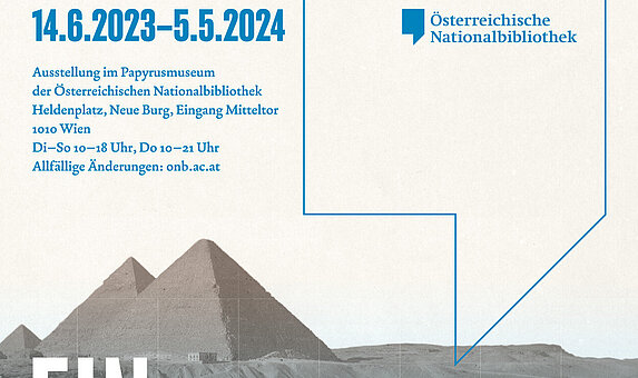 Plakat mit Foto von Nil mit Pyramiden und Titel "Ein Geschenk des Nils".