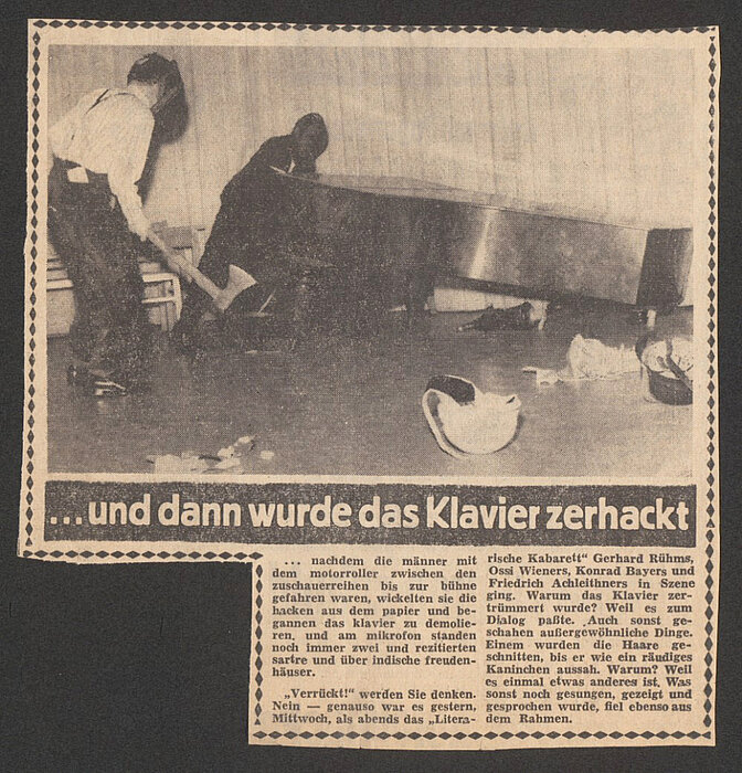 Zeitungsausschnitt zum „literarischen Cabaret“.