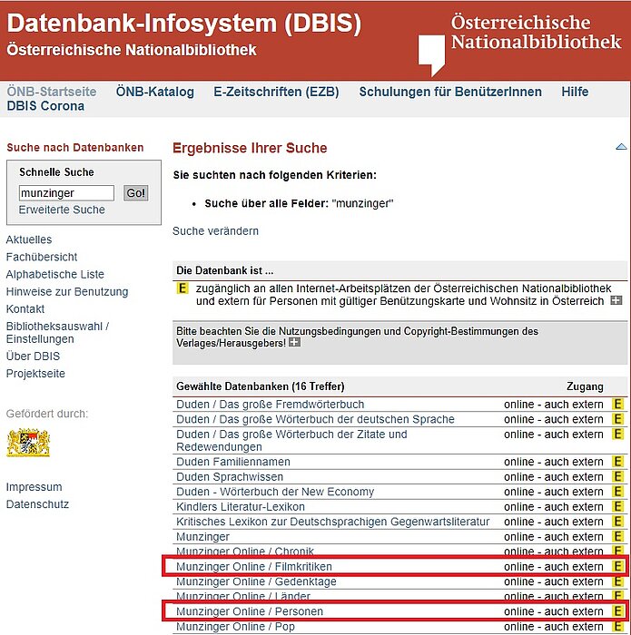 Screenshot Datenbank-Infosystem