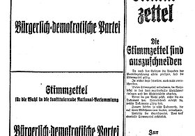 Cut-out ballot paper; from: Neues Wiener Tagblatt, vol. 53, no. 46, 16 February 1919, page 7