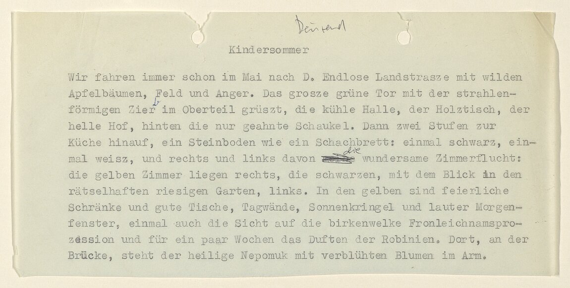 Oberer Absatz eines auf Papier getippten Textes.