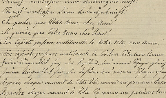 Abbildung einer Seite eines Schulhefts aus dem Jahr 1810.