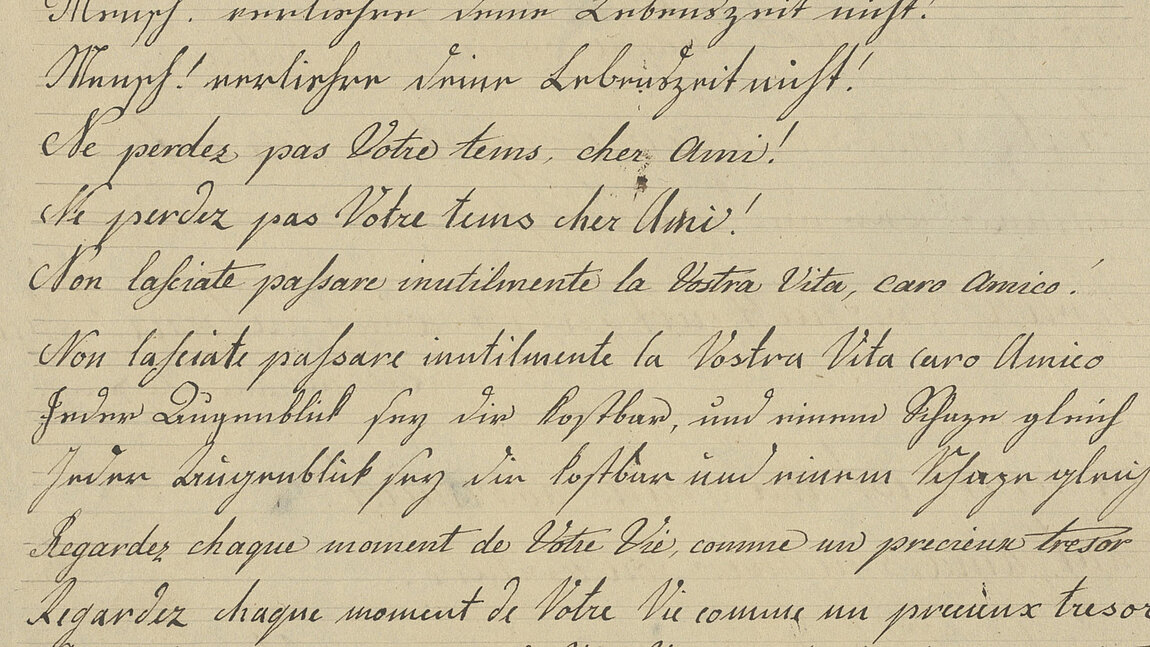 Abbildung einer Seite eines Schulhefts aus dem Jahr 1810.