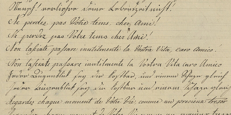 Abbildung einer Seite eines Schulhefts aus dem Jahr 1810.