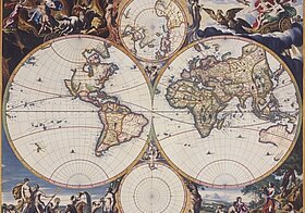 Abbildung einer Welkarte von Nicolas Joannes Visscher
