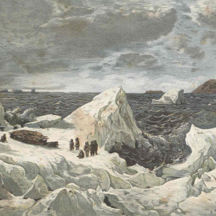 Gemälde eines Begräbnisses im Eis