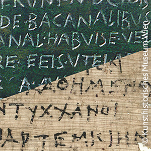 Bild mit alter Schrift, oben grün, unten beige