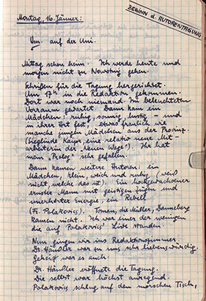 Tagebucheintrag vom. 16.01.1950, Autorentagung der "Neuen Wege" 