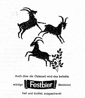 Abb. 4: Nellie Fried: [Bockbier-Reklame mit den springenden Böcken], Ausschnitt aus einer nicht identifizierten Zeichnung. [ÖLA]. In: Sichtungen 2, S. 76
